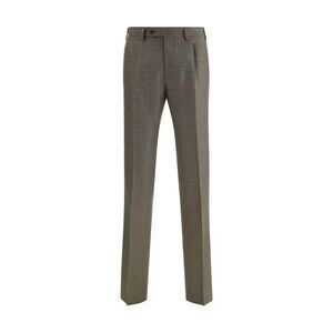 Germano Checkered Wool Blend Pants Men Brown Jeans & Pants
